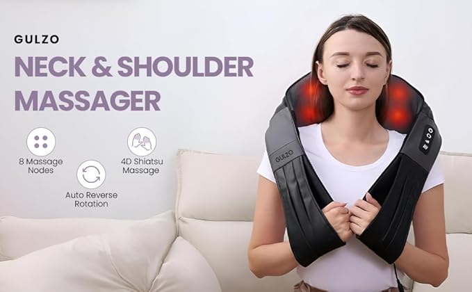 4D Shiatsu Neck and Shoulder Massager with Heat Deep Tissue Back and Neck Massager for Pain Relief Eco-Friendly Portable Massage Pillow for Home Office Car Relaxing Gift for Men and Women