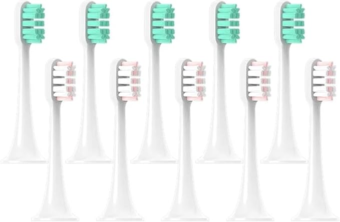 Replacement Brush HeadsCompatible for Xiaomi Mijia T300/T500/T700 Toothbrush Soft Bristle Nozzles(5Green5Pink)