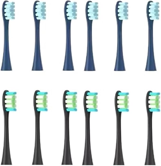 Soft Vacuum Bristle Electric Toothbrush Heads Compatible with X Pro Z1 F1 One Air 2 SE - 8 Pack 12(6darkblue 6black)