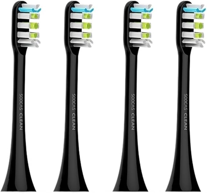Compatible for SOOCAS Electric Toothbrush Compatible for X1 X3 X3U X5 Teeth Brush Replacement Heads(Black 4 pcs)