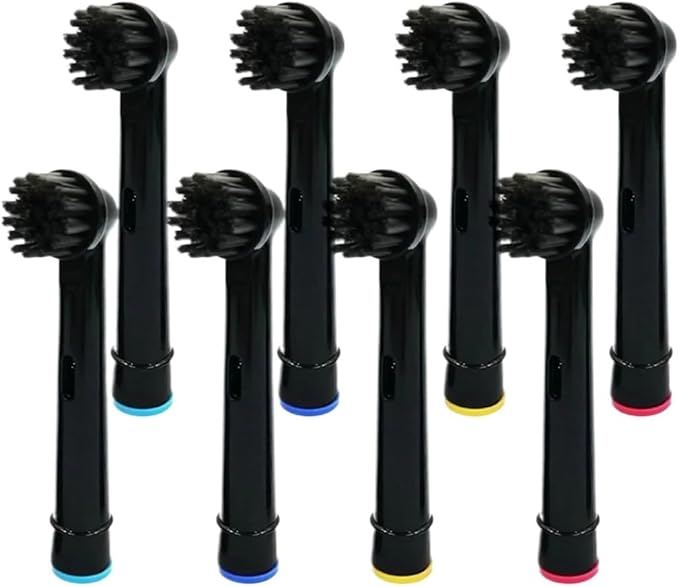 Replacement Toothbrush Heads Compatible For Oral B Compatible For Braun Electric Toothbrushes Black Bamboo-Charcoal Infused Bristles Refills(16 heads and 2 caps)