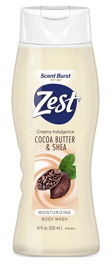 Zest Body Wash Creamy Cocoa Butter &amp Shea 18 oz (Pack of 3)