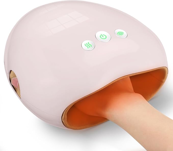 Hand Massager with Heat and Compression for Arthritis and Carpal Tunnel Relief at Home Portable Electric Cordless Hand Massager with 3 Heat Levels &amp 3 Compression Levels Gifts for Women - Pink