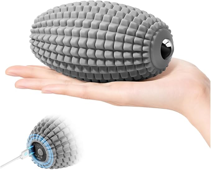 Vibrating Massage Ball for Muscle Recovery Silicone Myofascial Massage Ball Plantar Fasciitis ReliefHip &amp Psoas Release Deep Tissue &amp Trigger Point Roller for Neck Back Foot (Gray)
