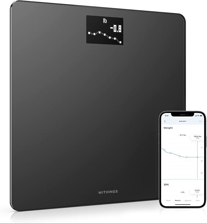 Withings Body - Digital Wi-Fi Smart Scale with Automatic Smartphone App Sync BMI Multi-User Friendly with Pregnancy Tracker &amp Baby Mode