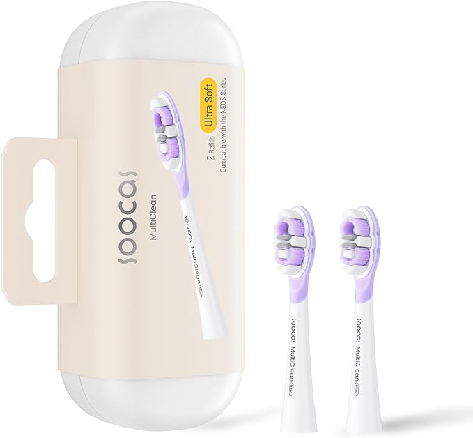 Soocas Multiclean Ultra Soft Electric Toothbrush Replacement Heads Compatible with Both NEOS II and NEOS II Ultra 2 Brush Heads White