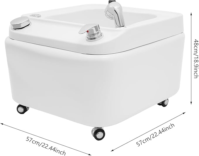 Acrylic Foot Spa Bathtub with 7 Colors LED LightAcrylic Pedicure Basin with Universal Wheels21.65 Inch White Pedicure BowlPortable Foot Spa Tub for Home Salon Spa