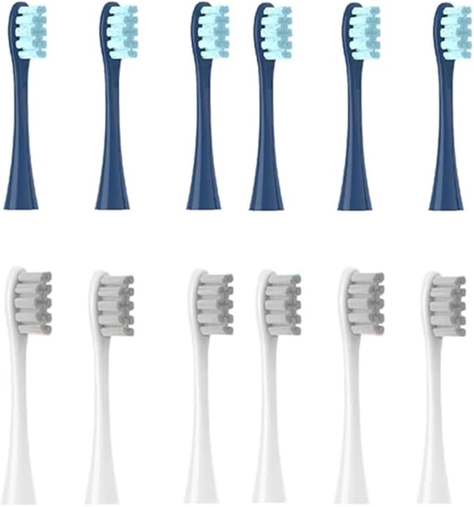 12PCS Replacement Tooth Brush Heads Compatible for X/X PRO/ Z1/ F1/ One/Air 2 /SE Sonic Soft Electric Toothbrush Cleaning(6 Dark Blue 6 Grey)