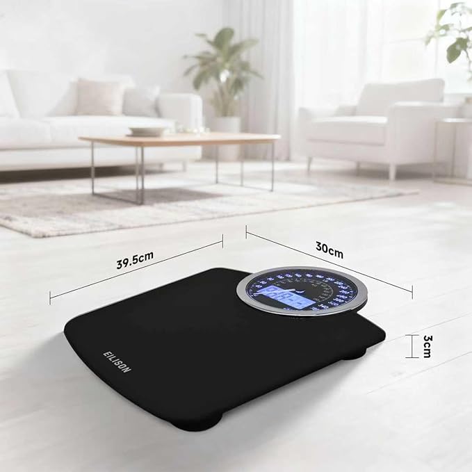 EILISON Highly Advance 2-in-1 Digital &amp Analog Weighing Scale for Body Weight-400lbs 4 High Precison GX Sensor Accurate Thick Tempered Glass Extra Large Display (Black)