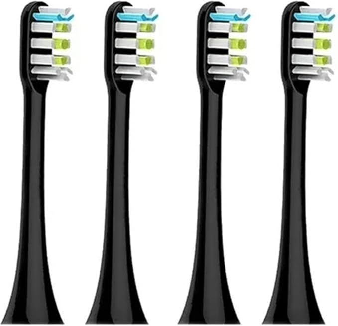 Sonic Electric Toothbrush Heads Compatible for X3 X5 X3U X1 V1 V2 Replacement Nozzles with Anti-dust Cap(4pcs Black)