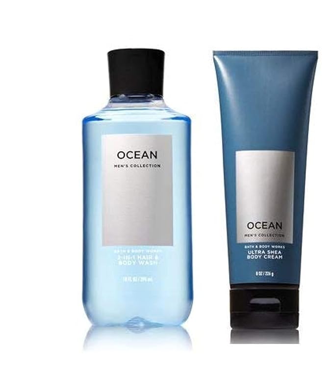 Bath &amp Body Works Men's Collection Ultra Shea Body Cream &amp 2 in 1 Hair and Body Wash OCEAN.