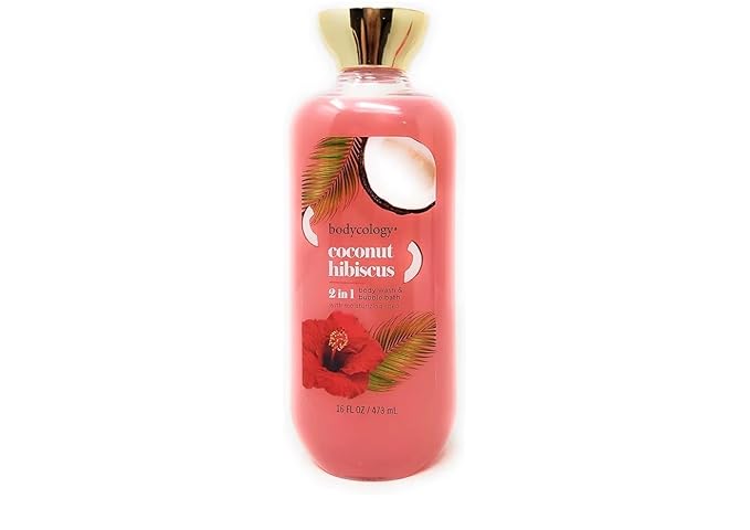 Coconut Hibiscus 2 in 1 Body Wash &amp Bubble Bath 16 fl oz &amp Coconut Hibiscus Butter Body Cream 8 oz (Pack of 2)