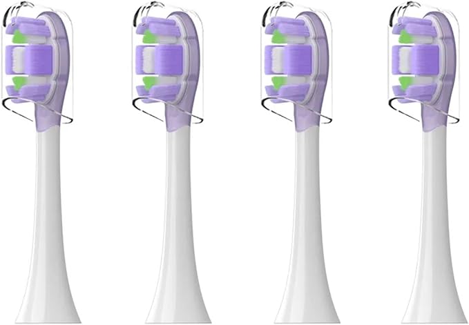 4PCS Compatible for Replacement Brush Heads for Xiaomi Oscillation Electric Toothbrush Pro Mijia MES610 MES609 Head Soft Bristle(Purple)