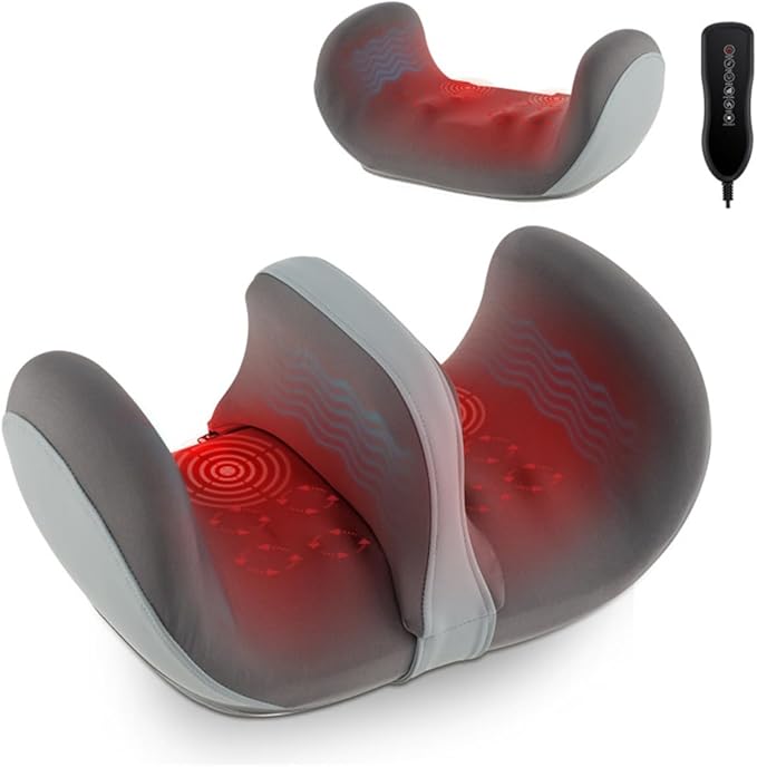 Foot Massager for Neuropathy with 3 Modes &amp 3 Intensities Electric Foot Calf Thigh Arm Massager for Plantar Fasciitis Neuropathy ReliefGift for Mom Day Valentine's Day (Grey-Removable Partition)