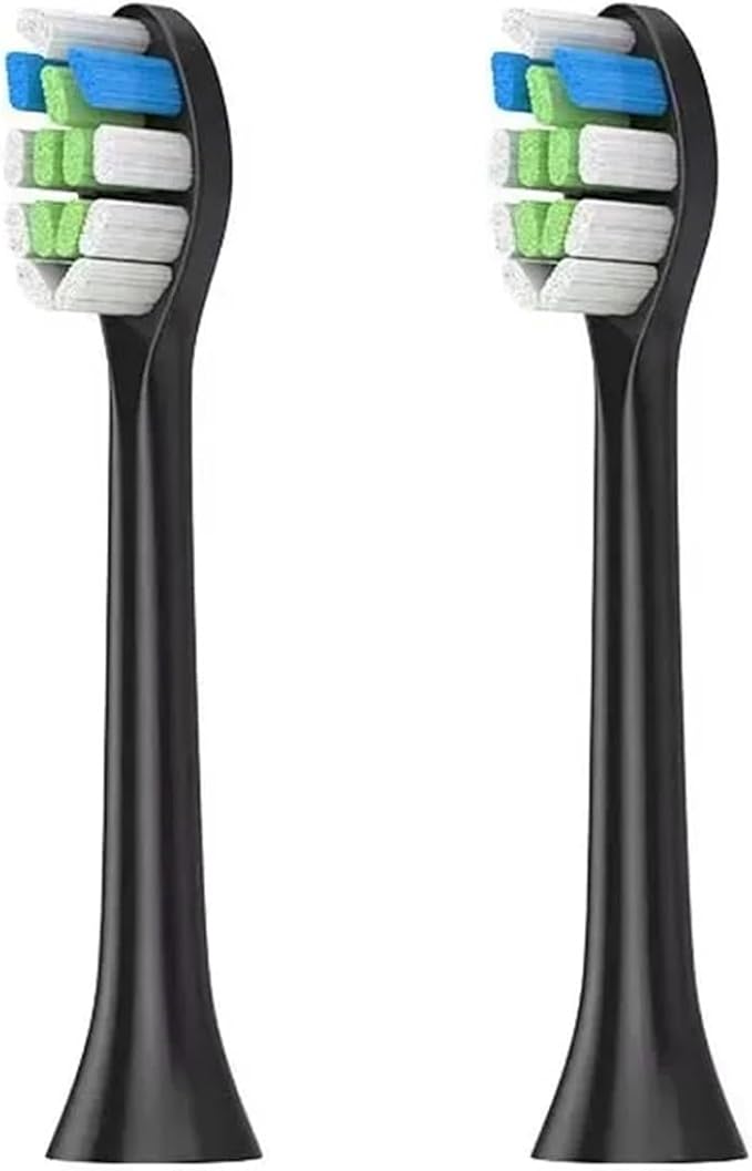 4Pcs 10Pcs Replacement Brush HeadsCompatible for Philips HX6064 HX6930 HX6730 Sonic Electric Toothbrush Vacuum(4PCS-W2-black)