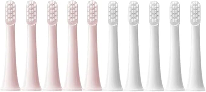 Compatible for XIAOMI MIJIA T100 Replacement Brush Heads Sonic Electric Toothbrush Vacuum Soft Bristle Suitable Nozzles 10Pcs Clean(5Pink 5White)