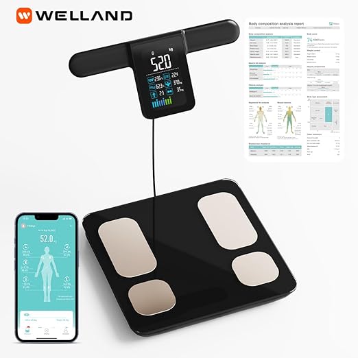 Fitdays Body Health Pod Scale View 5 Metrics Without Phone 8-Electrode Smart Scale with BMI Body Fat Muscle Mass Offline Body Composition Analyzer FSA&ampHSA Eligible