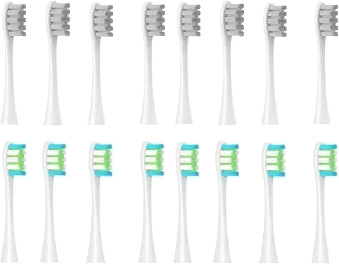 Replacement Brush HeadsCompatible for Oclean X/X PRO/Air 2 /SE / Z1/ F1/ OneDuPont Deep Cleaning Nozzles Sonic Soft Vacuum Bristle Heads(8grey 8Wgreen)