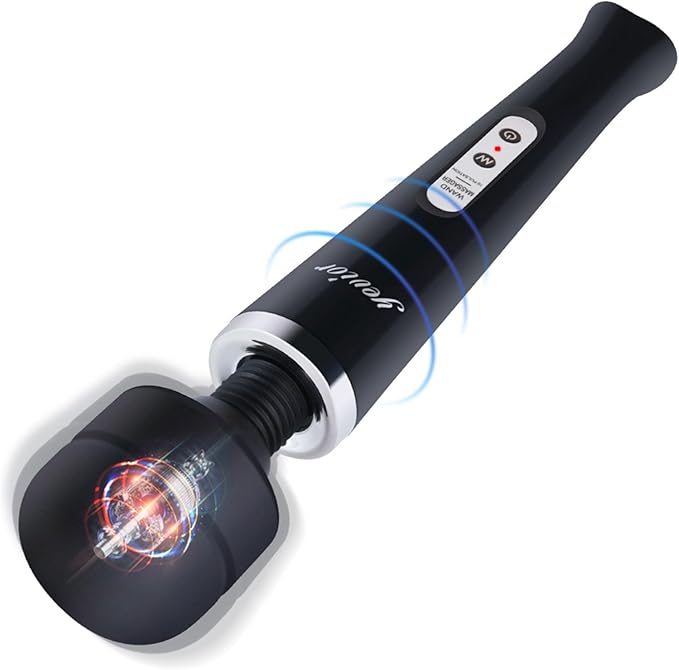 YEVIOR Cordless Personal Electric Massager Wand with 10 Powerful Pulse Settings Rechargeable Handheld Back Vibrating Massager for Deep Muscles Pain Relief (Black)