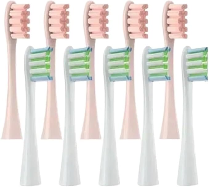 Compatible for Oclean One/ Air2 /SE/X/X PRO/ Z1/ F1 Sonic Electric Toothbrush Head 10 Pcs Replaceable Brush with Independent Package(5White5Pink)