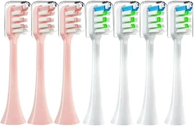 Sonic Electric Toothbrush HeadsCompatible for Xiaomi SOOCAS X3 X5 X3U X1 V1 V2 Replacement Nozzles with Anti-dust Cap(3Pink 4White)