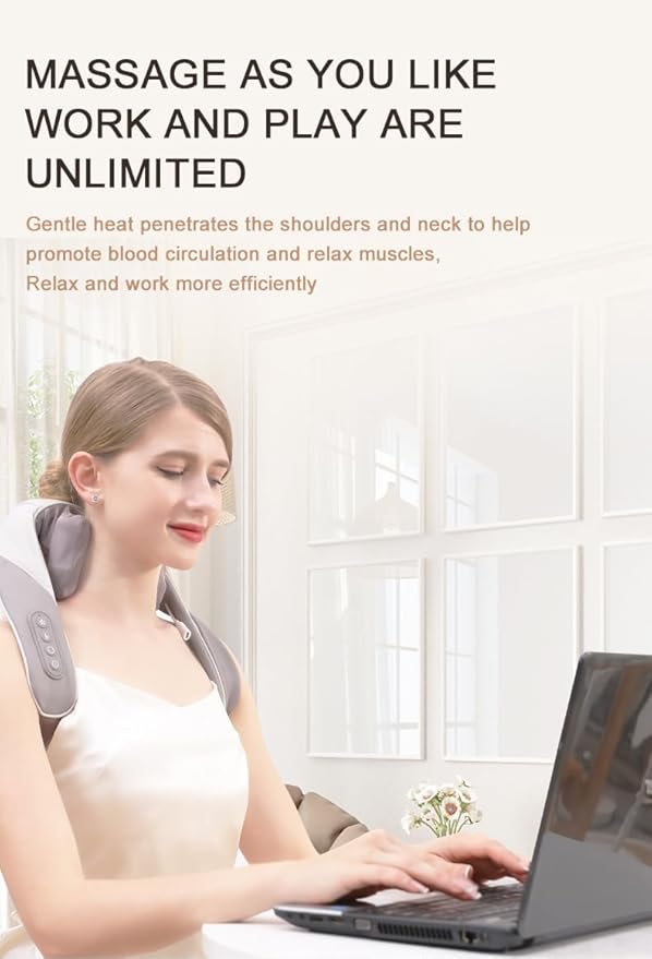 Neck and Shoulder Massager with Heat Deep Tissue Shiatsu Massage Pillow for Muscle Pain Relief for Neck Back Shoulder Leg &amp Waist. Relax Body at HomeOffice &amp Driving.