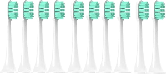 Replacement Brush HeadsCompatible for Xiaomi Mijia T300/T500/T700 Toothbrush Soft Bristle Nozzles(10Green)