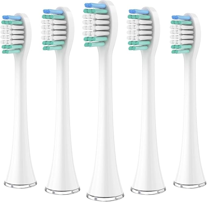 Replacement Toothbrush HeadsCompatible for Aquasonic Black Pro Series Duo Electric Refill Bristles(5pcs White)
