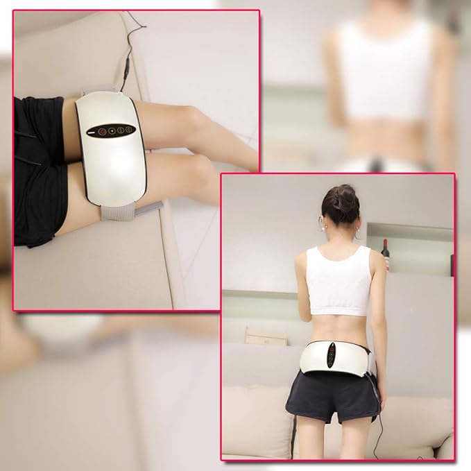 WOOLALA Abdomen Massage Belt with Heat Therapy Heated Waist Belt Vibrating Back Massager Lower Back Wrap for Pain Strains Sprains Relief
