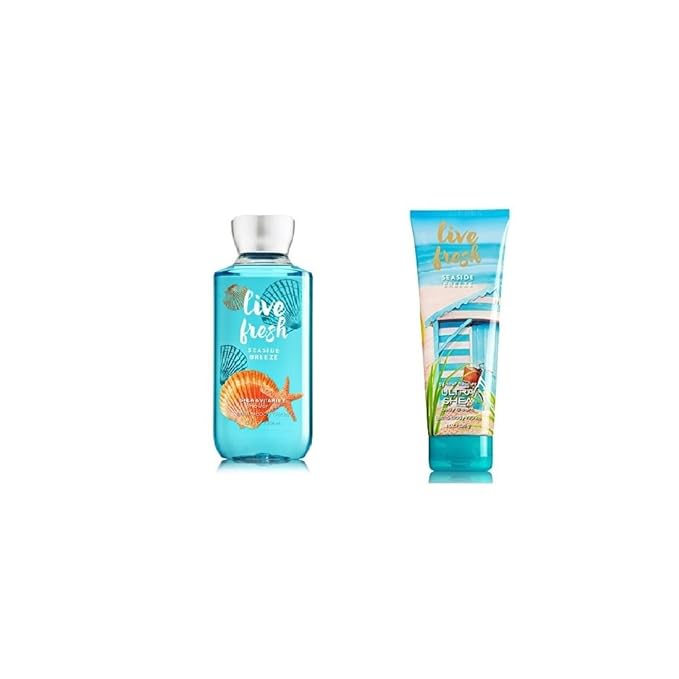Bundle Pack Bath Body Works LIVE FRESH - SEASIDE BREEZE Body Cream &amp Shower Gel Combo Pack