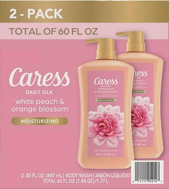 Caress Daily Silk Hydrating Body Wash White Peach &amp Orange Blossom (30 fl. oz 2 pk) Pink