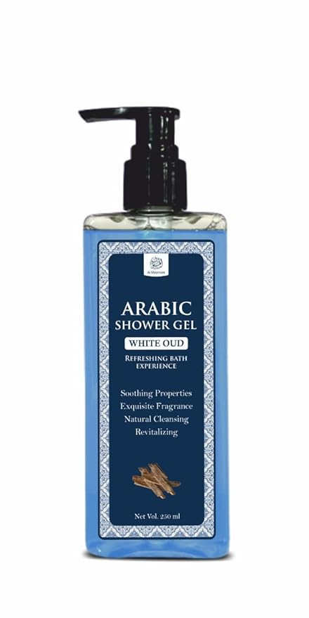 Arabic White Oud Shower Gel 250ml / Natural Cleansing for a Refreshing Bath Experience with Luxurious Oud Fragrance Pack of 1