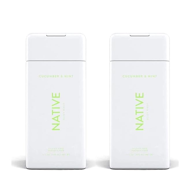 Native Cucumber and Mint Body Wash 11.5 oz Bottles x2