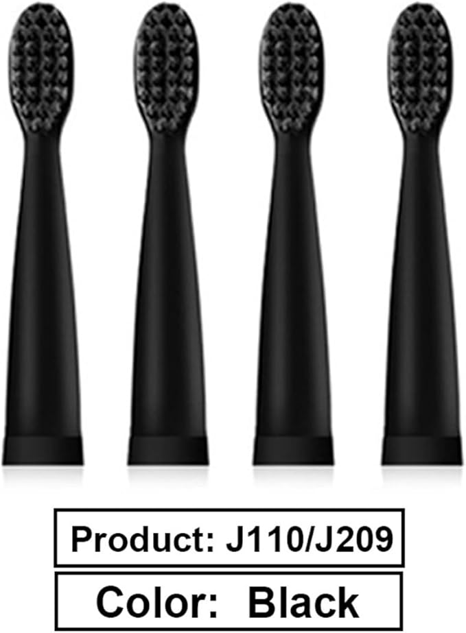 8pcs Electric Toothbrush Head Sonic Soft Tooth Brush Replacement Sensitive Compatible for J110 / J209(Black)