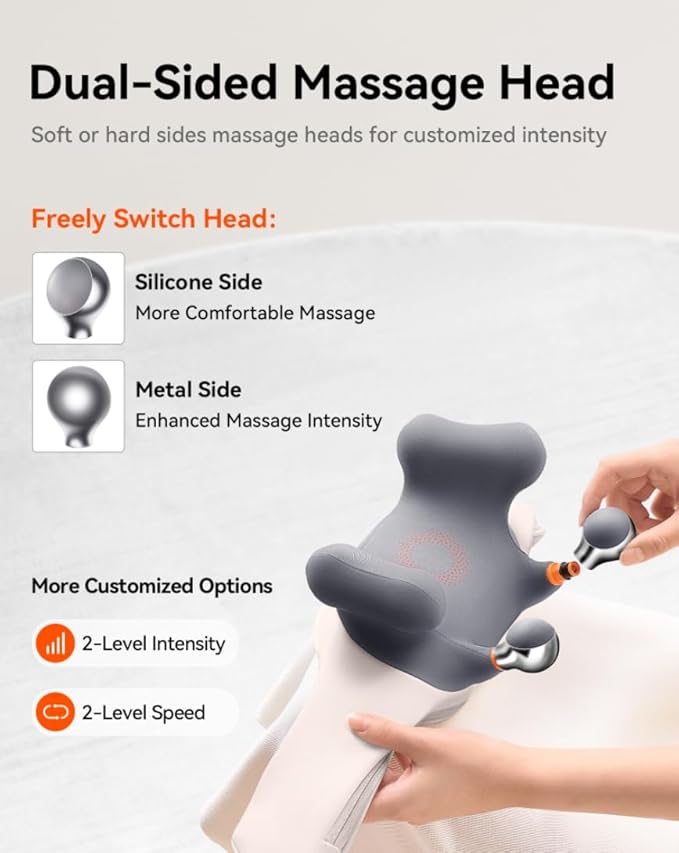 6D Shiatsu Neck Massager with Heat Cordless Upper Back &amp Shoulder Massager for Pain Relief Deep Tissue Dual-Sided Massage Heads Relaxing Electric Kneading Massage Best Gifts for Men Women