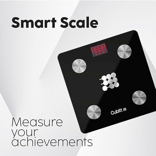 CUBITT Smart Digital Weight Scale 13 Body Composition Analizer BMI Muscle Mass Body Fat Scale with Smartphone App sync with Bluetooth (White)