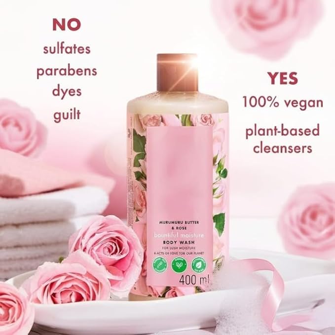 Murumuru Butter &amp Rose Moisturising Body Wash I Liquid Shower Gel I Sulfate Free Paraben Free 400 ml