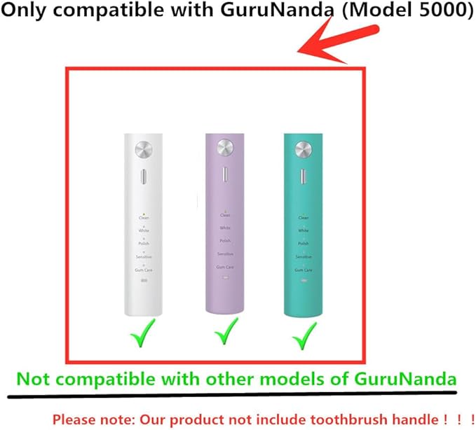 Replacement Toothbrush Heads Compatible with GuruNanda Model5000 - Black 10 Pack