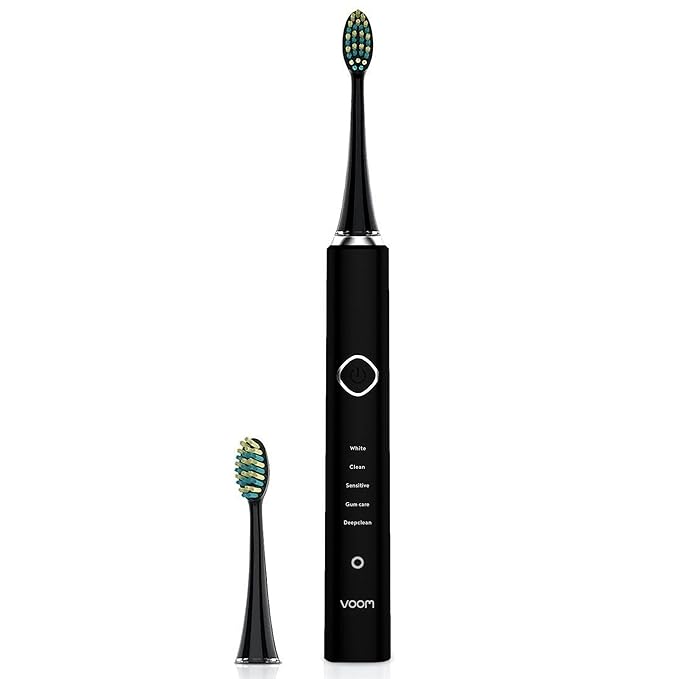 Voom Sonic Pro 7 Series Rechargeable Electronic Toothbrush Advanced Oral Care Technology 2-Minute Timer w/Quadrant Pacing 5 Adjustable Speeds Magnetic Levitation 100% Waterproof Black (VM-20946)