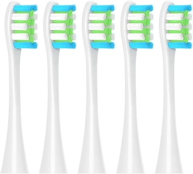 Replacement Brush Heads for Oclean X PRO Elite/Flow/F1/One/X/All Series Sonic Electric Toothbrush Dupont Blue Green Soft Bristle(5 White)