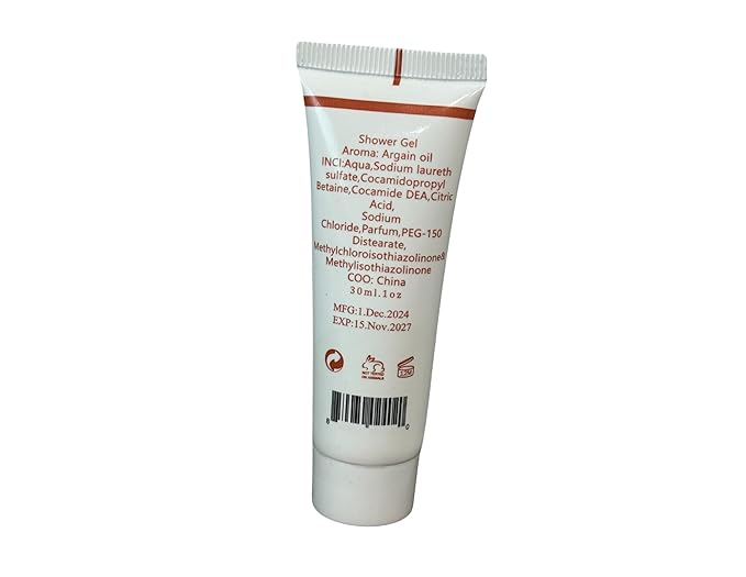 Luxe Comfort Hotel Shower Gel Travel Size Argan Oil 1 fl oz 100-Pack White