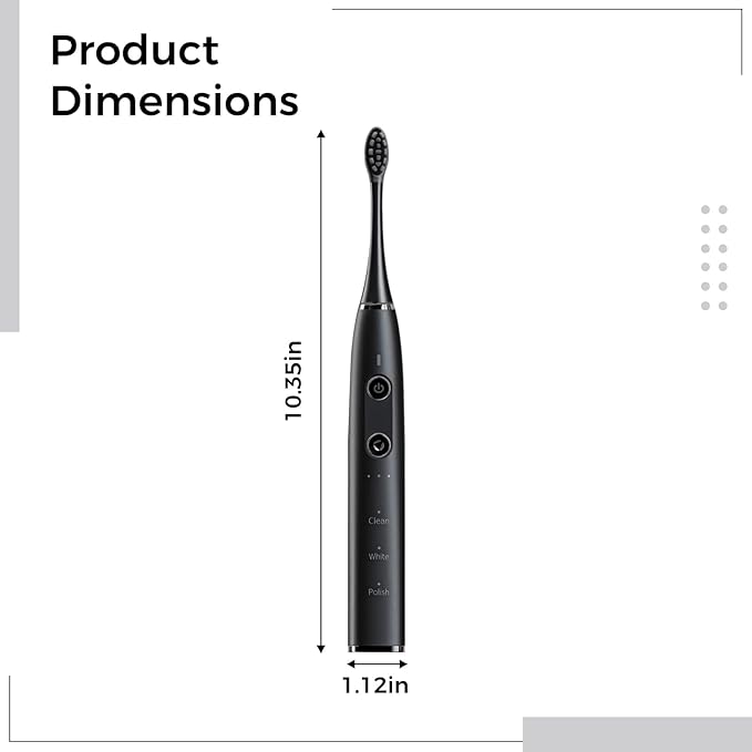 Electric Toothbrush for Adults 9 Modes Rechargeable Waterproof Stylish Black Wireless Charging
