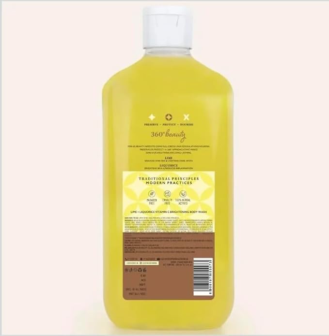 Just Herbs Vitamin C Brightening Body Wash with Lime and Liquorice for Men &amp Women | Hydrates Skin Reduces Hyperpigmentation &amp Maintains pH Level | Suits All Skin Types- 300 ml