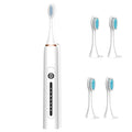 Sonic Electric Toothbrush Low Noise Designed Ideal for Adults Kids 6 Optional Modes IPX7 USB Fast Charging Electric Ultrasonic Toothbrush with 2 min Build in Timer &amp 4 Replacement Brush Heads (Wh