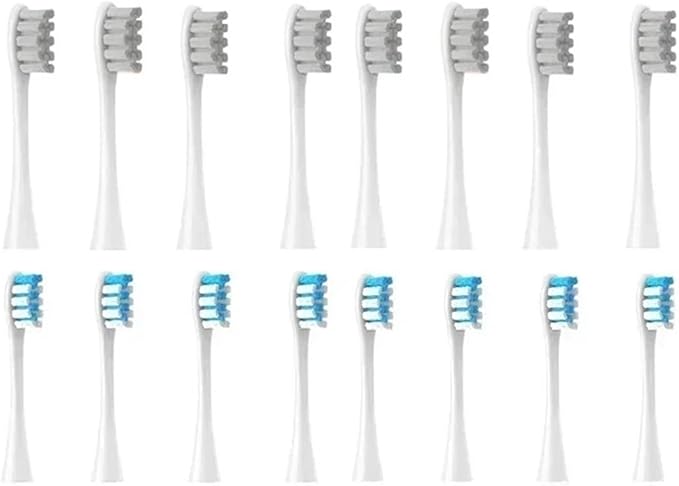 Replacement Brush HeadsCompatible for Oclean X/X PRO/Air 2 /SE / Z1/ F1/ OneDuPont Deep Cleaning Nozzles Sonic Soft Vacuum Bristle Heads(8grey 8blue)
