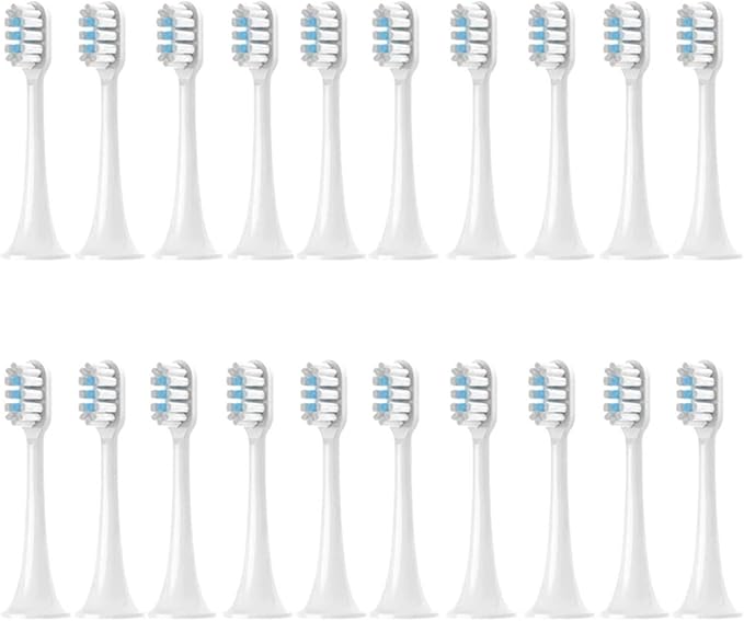 4/8/12/16PCS Compatible for MIJIA T302 Replacement Toothbrush Heads Sonic Electric Vacuum DuPon Soft Bristle Brush(T302White Blue-20pcs)