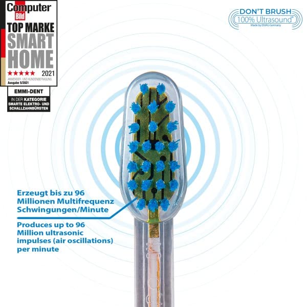 Emmi-dent Electric Toothbrush Set - Carbon. 100% Ultrasound Technology removes Harmful Plaque Without Abrasive Brushing. Ideal for Sensitive Teeth &amp Gums. with Nano-Bubble Toothpaste. Rechargeable