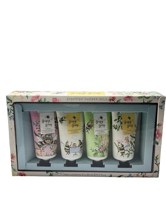 Heathcote &amp Ivory Busy Bees Vegan Honey Picnic Shower Gel 4pc Set