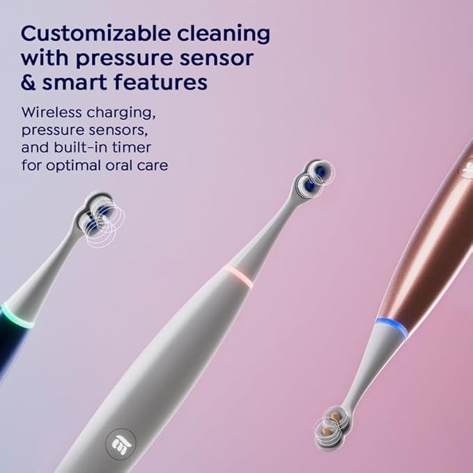 SuperMouth® ULTIM8 SmartBrush™ System -Electric Toothbrush Patented SuperBristles® Clean 40X Better UV Sanitizing &amp Drying SmartHub® Dual Sonic Modes Pressure Sensor -Teens &amp Adults -Pearl