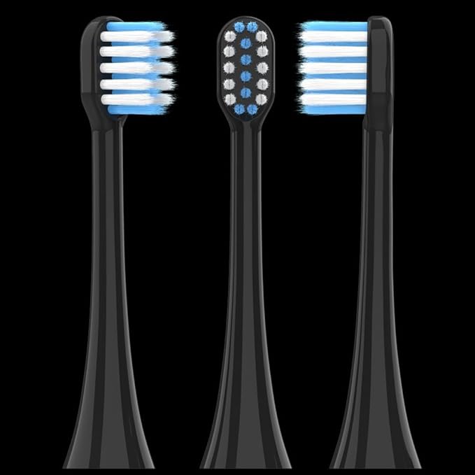 Suitable for Lohmann Electric Toothbrush Cleaning Brush Head Soft bristles Replacement T3/T5/V5/T6/T10/T10sT10X(Black stem - White Blue Pointed Hair)
